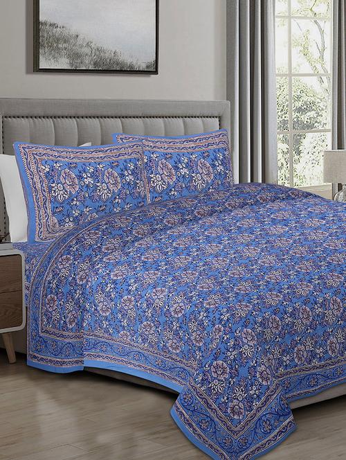 texstylers cotton 240 tc jaipuri rajasthani 108x108 inch super king bedsheet with 2 pillow covers - 17520310 - Very Small Image - 1