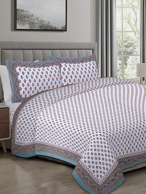 texstylers cotton 220 tc jaipuri rajasthani 108x108 inch super king bedsheet with 2 pillow covers - 17520319 - Very Small Image - 1