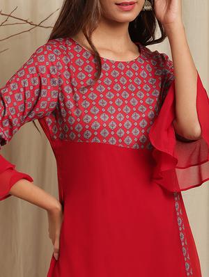printed a-line kurta - 17520421 - Standard Image - 4