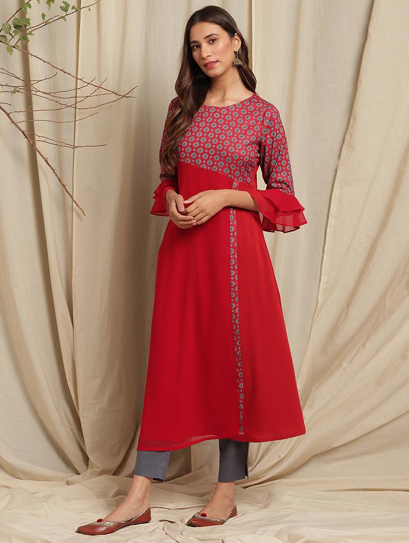 printed a-line kurta - 17520421 - Zoom Image - 2