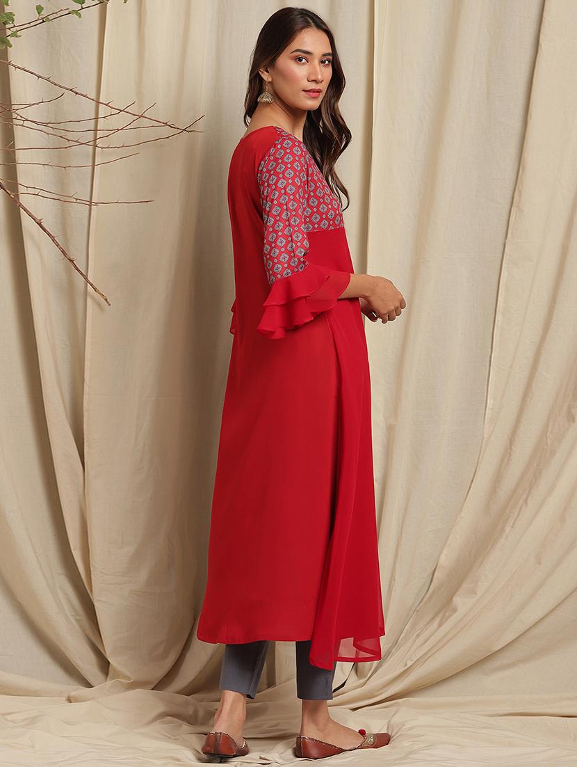 printed a-line kurta - 17520421 - Zoom Image - 3