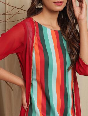 stripes a-line kurta - 17520422 - Standard Image - 4