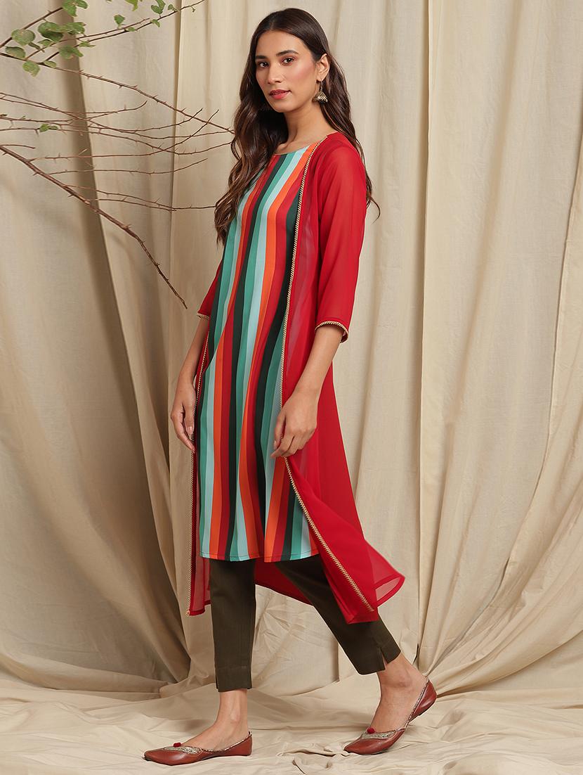 stripes a-line kurta - 17520422 - Zoom Image - 2