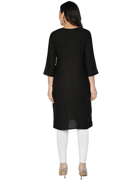 solid straight kurta - 17520437 - Zoom Image - 3
