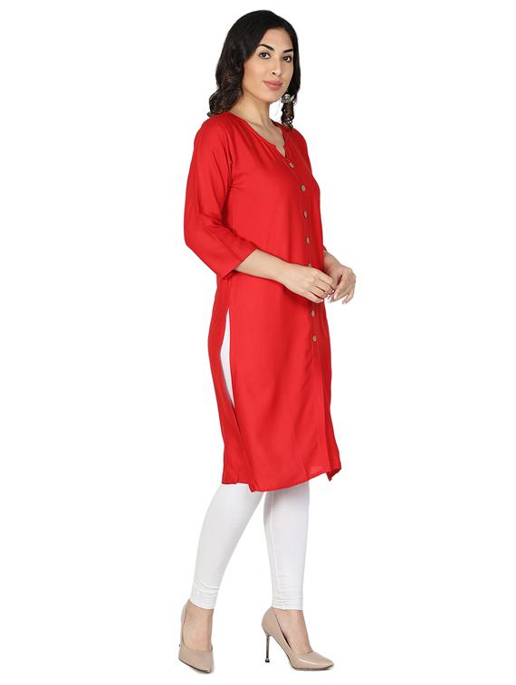 solid straight kurta - 17520440 - Zoom Image - 2