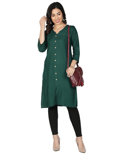 solid straight kurta - 17520444 - Standard Image - 1