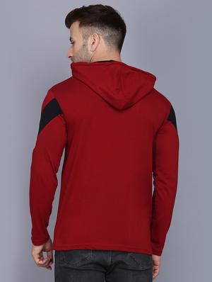 marron color block cut & sew hooded t-shirt - 17520446 - Standard Image - 3