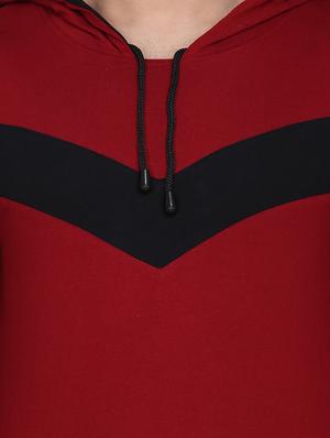 marron color block cut & sew hooded t-shirt - 17520446 - Standard Image - 4