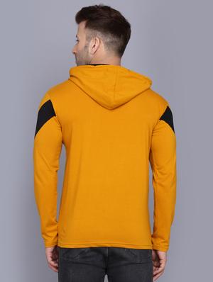 mustard color block cut & sew hooded t-shirt - 17520447 - Standard Image - 3