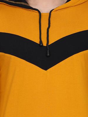mustard color block cut & sew hooded t-shirt - 17520447 - Standard Image - 4