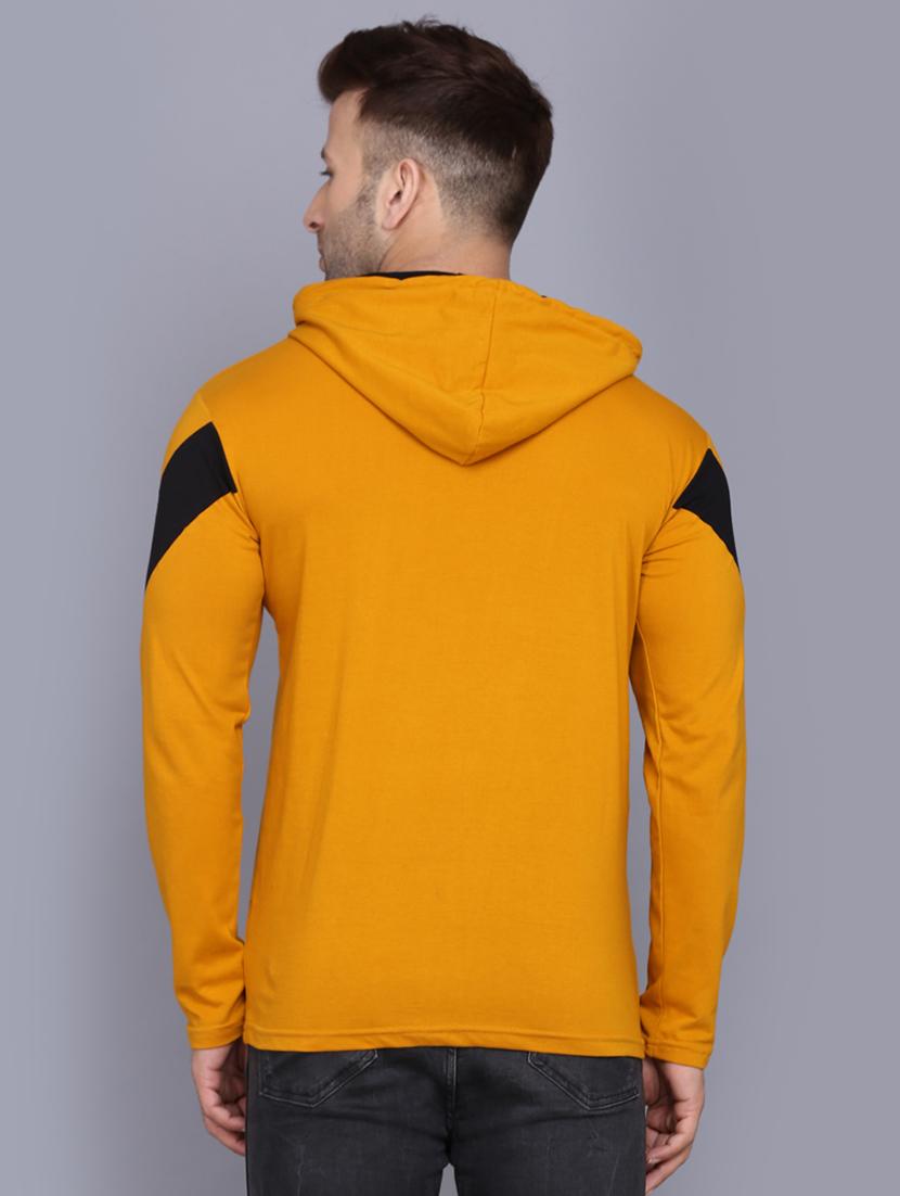 mustard color block cut & sew hooded t-shirt - 17520447 - Zoom Image - 3