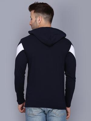navy blue color block cut & sew hooded t-shirt - 17520448 - Standard Image - 3