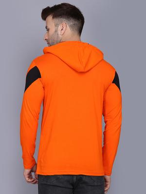 orange color block cut & sew hooded t-shirt - 17520449 - Standard Image - 3