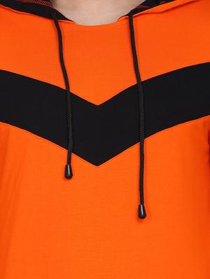 orange color block cut & sew hooded t-shirt - 17520449 - Standard Image - 4