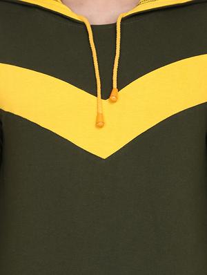 olive green color block cut & sew hooded t-shirt - 17520451 - Standard Image - 4