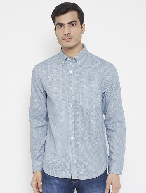light blue printed casual shirt - 17520541 - Standard Image - 1