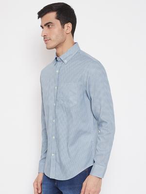 light blue printed casual shirt - 17520541 - Standard Image - 2