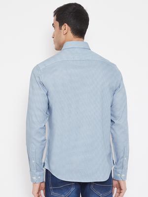 light blue printed casual shirt - 17520541 - Standard Image - 3
