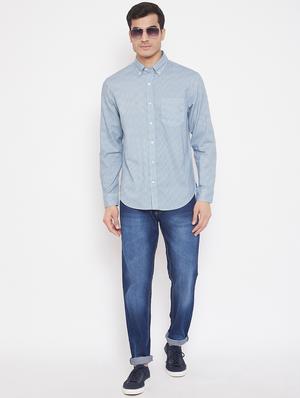 light blue printed casual shirt - 17520541 - Standard Image - 4