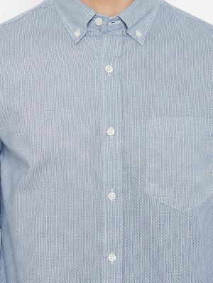 light blue printed casual shirt - 17520541 - Standard Image - 5