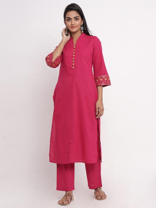 solid kurta pant set - 17520585 - Standard Image - 1
