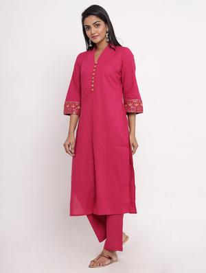 solid kurta pant set - 17520585 - Standard Image - 2