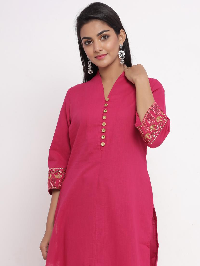 solid kurta pant set - 17520585 - Zoom Image - 4