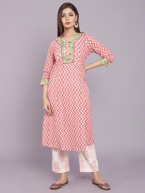 chevron kurta pant set - 17520604 - Standard Image - 1