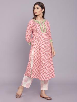 chevron kurta pant set - 17520604 - Standard Image - 2