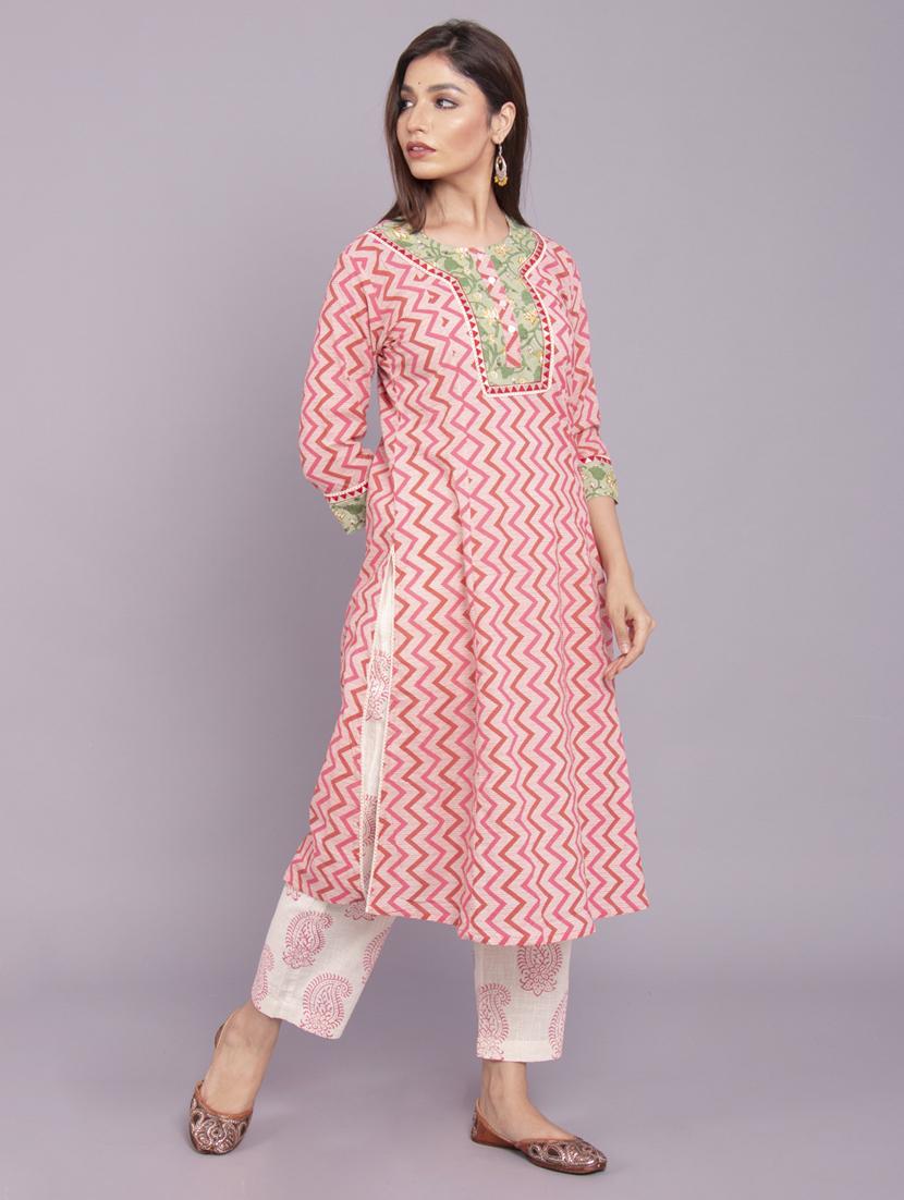chevron kurta pant set - 17520604 - Zoom Image - 2