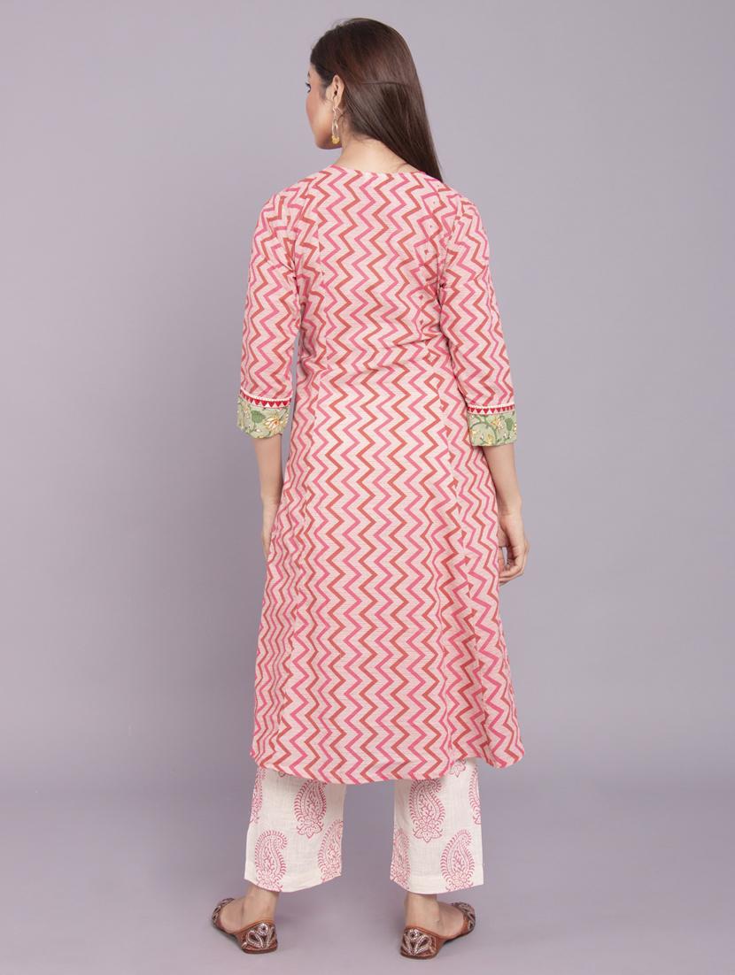 chevron kurta pant set - 17520604 - Zoom Image - 4
