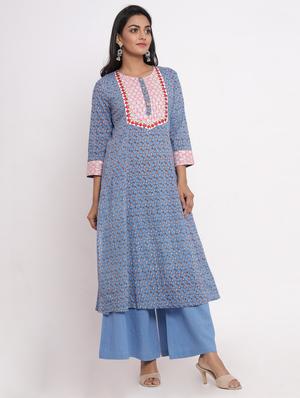 paisley kurta palazzo set - 17520611 - Standard Image - 2