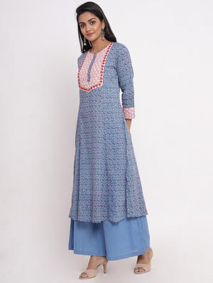 paisley kurta palazzo set - 17520611 - Standard Image - 3
