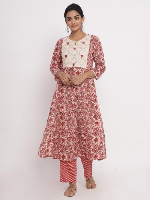 paisley kurta pant set - 17520612 - Standard Image - 1