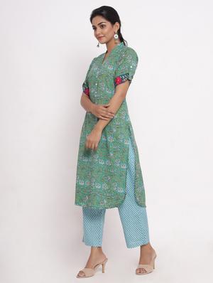 floral kurta pant set - 17520613 - Standard Image - 3