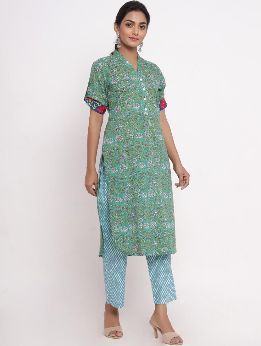floral kurta pant set - 17520613 - Zoom Image - 2