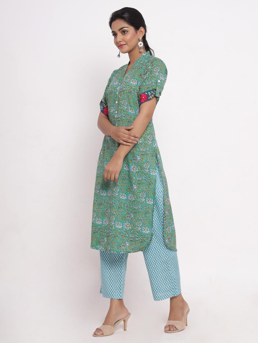 floral kurta pant set - 17520613 - Zoom Image - 3