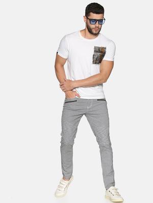 grey checkered flat front trouser - 17520621 - Standard Image - 4