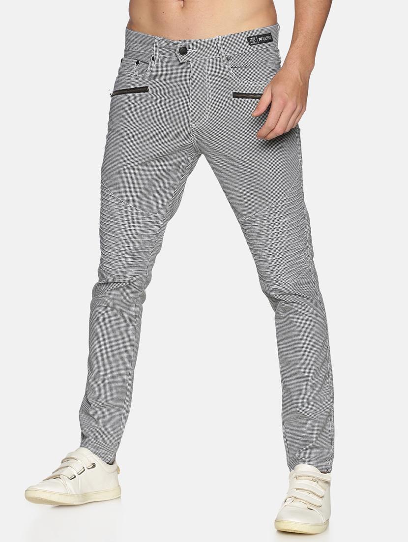 grey checkered flat front trouser - 17520621 - Zoom Image - 1
