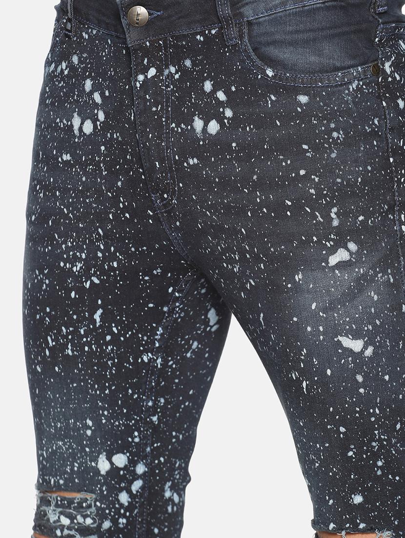 blue heavy washed printed distressed denim jeans - 17520624 - Zoom Image - 5