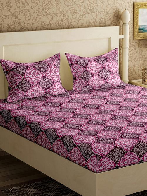 bella casa pixel double bedsheet set queen size 110 tc cotton purple colour - 17520929 - Very Small Image - 1