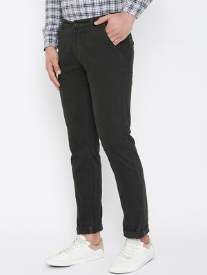 olive green solid chinos - 17521024 - Standard Image - 2