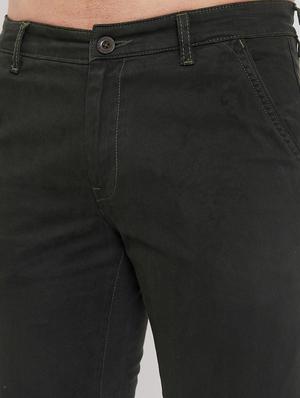 olive green solid chinos - 17521024 - Standard Image - 5