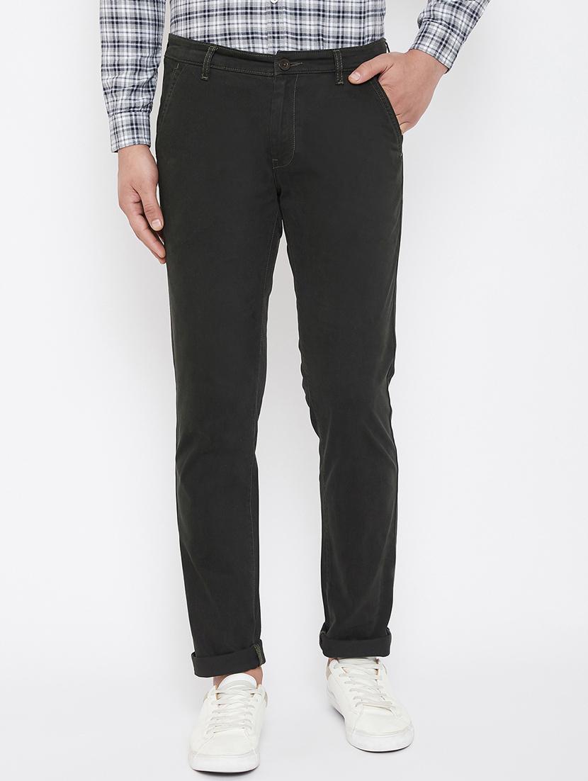 olive green solid chinos - 17521024 - Zoom Image - 1