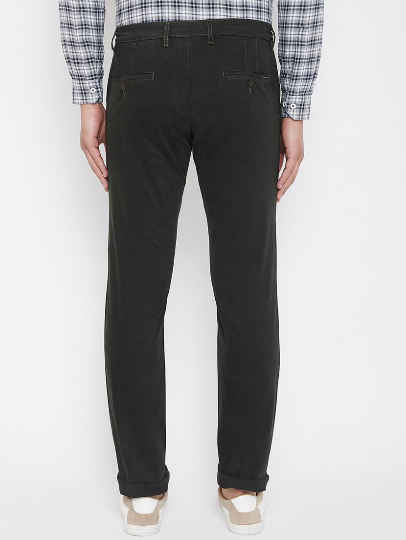 olive green solid chinos - 17521024 - Zoom Image - 3