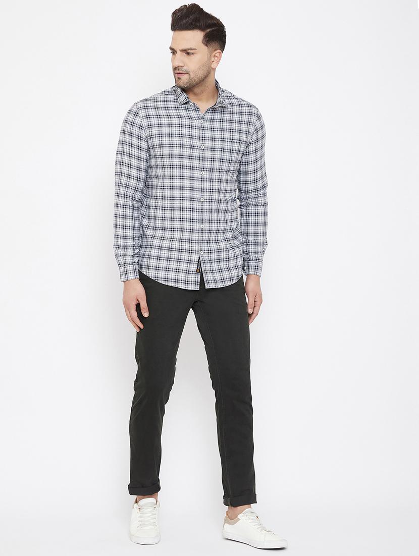 olive green solid chinos - 17521024 - Zoom Image - 4
