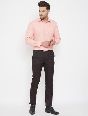 brown solid flat front formal trouser - 17521030 - Standard Image - 4
