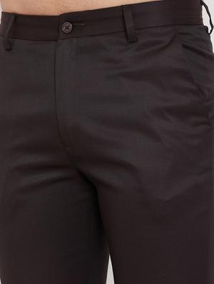 brown solid flat front formal trouser - 17521030 - Standard Image - 5