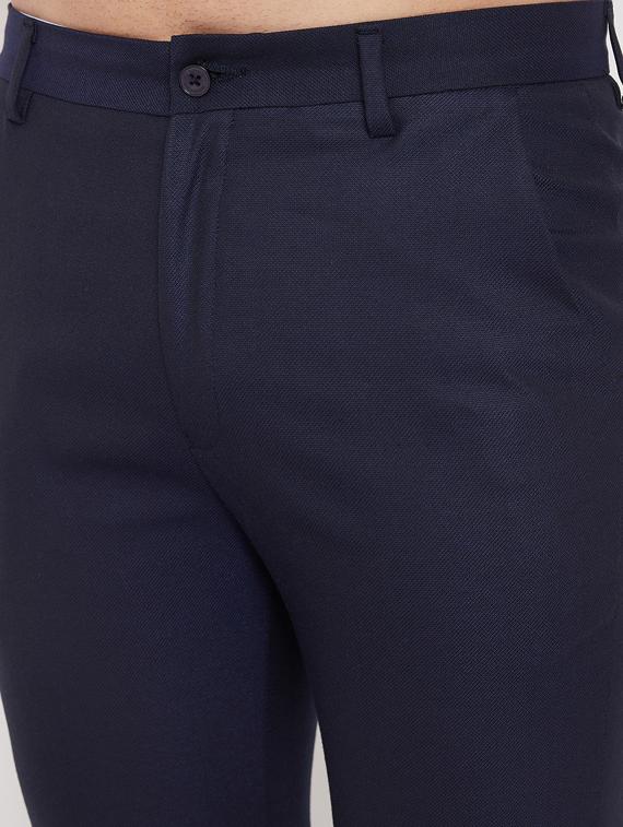 navy blue solid flat front formal trouser - 17521031 - Zoom Image - 5