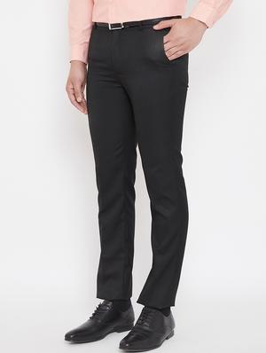 black solid flat front formal trouser - 17521032 - Standard Image - 2